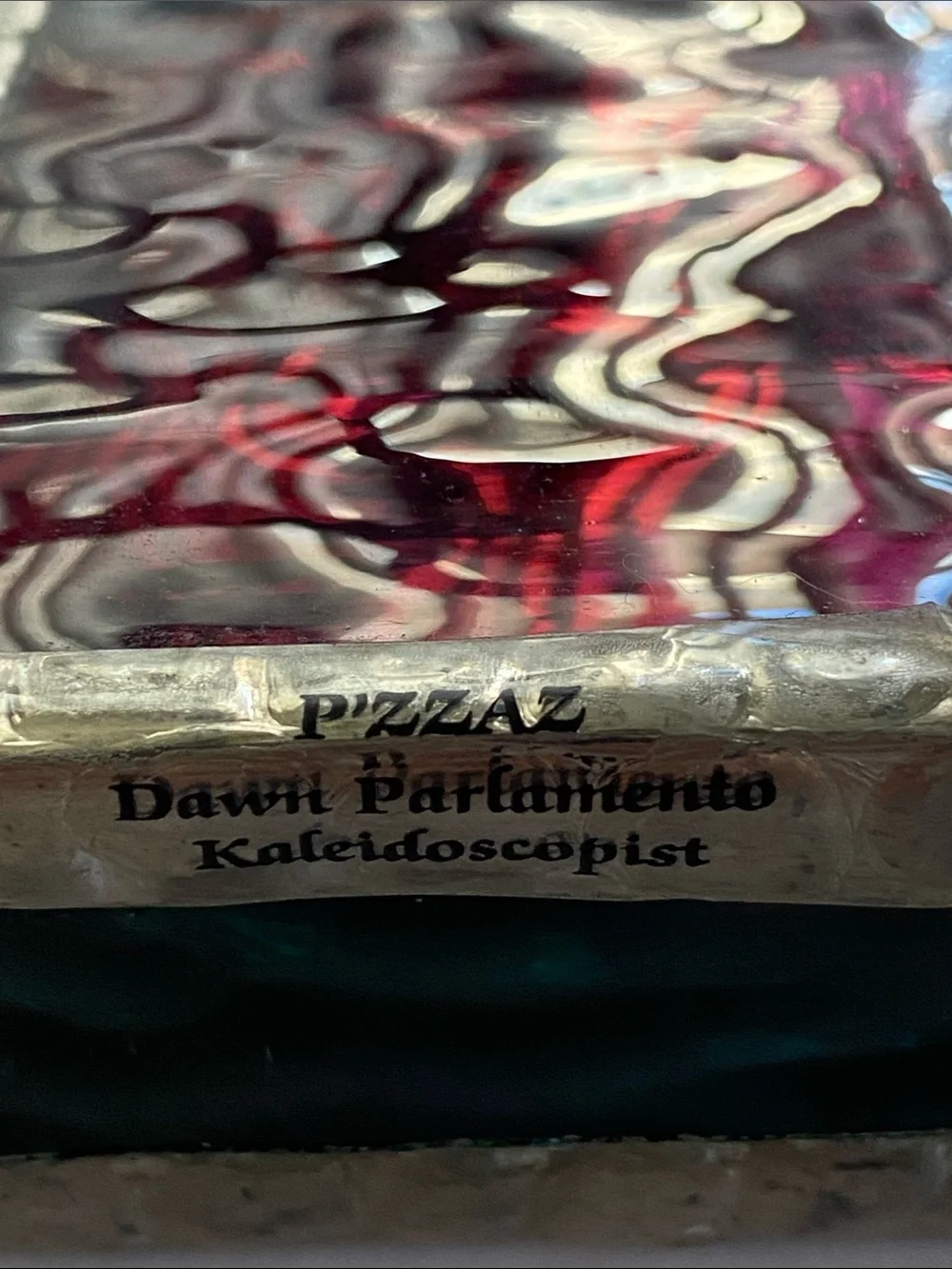 Vintage Dawn Parlamento Signed “ P’ZZAZ” Stained Glass Kaleidoscope 6”x3”x1.5”